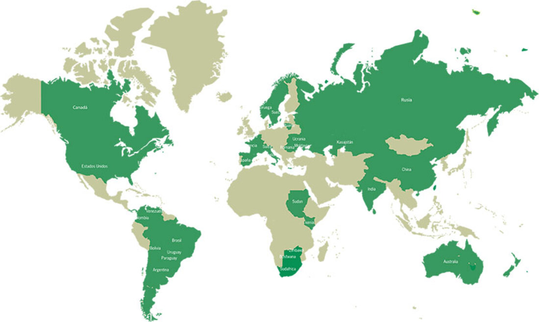 Mapa de países a los que exporta IpesaSilo